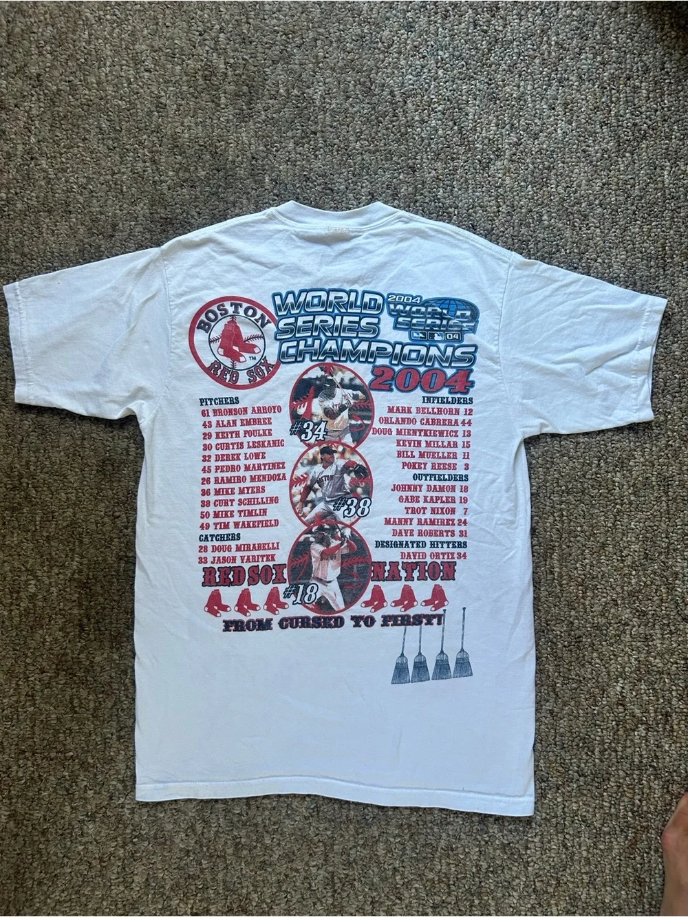 Boston Red Sox 2004 World Series Champions White Graphic Tee